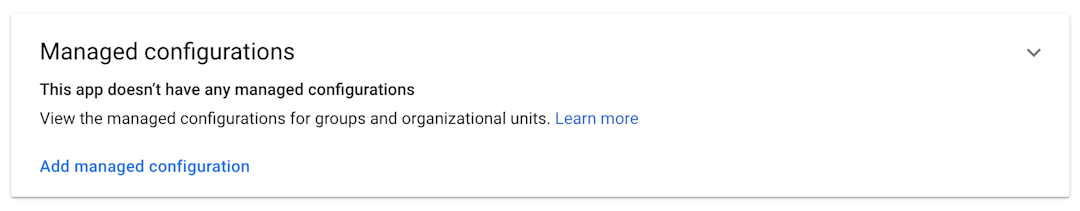 The Add managed configuration button in Google Workspace