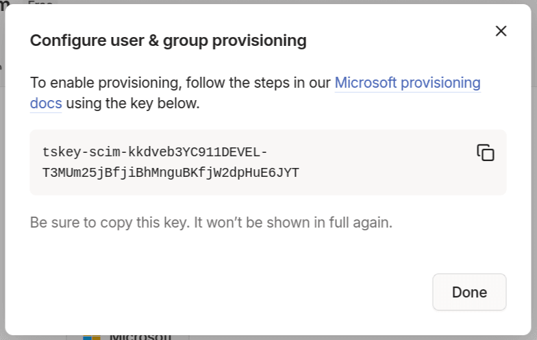 Generate SCIM API key