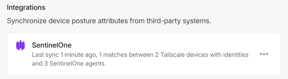 Status of the SentinelOne integration.