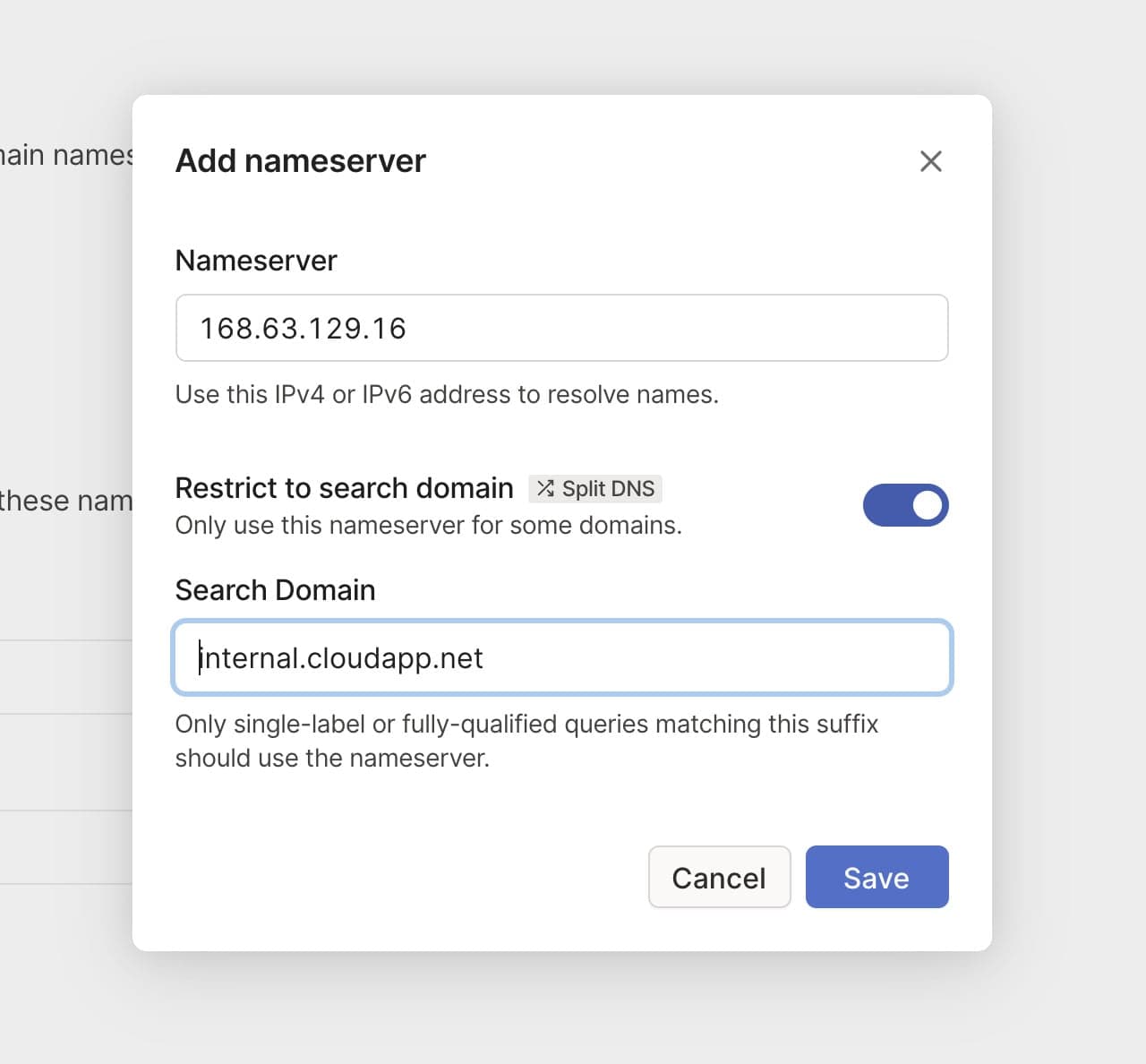 Adding a Split DNS resolver for internal.cloudapp.net