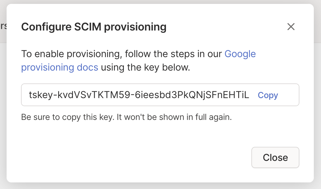 Generate SCIM API key