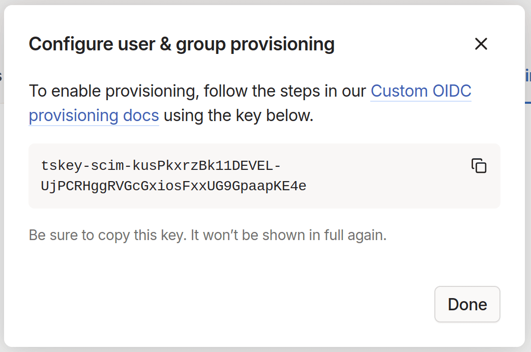 Generate SCIM API key