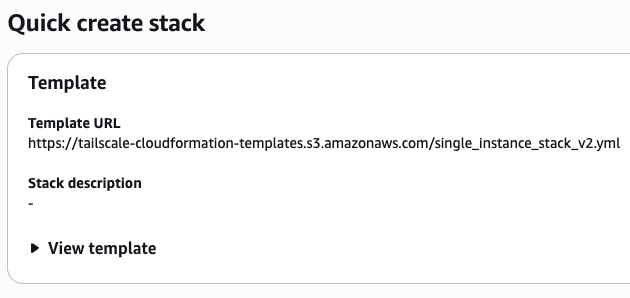 Create an EC2 instance from the Tailscale cloud formation stack.