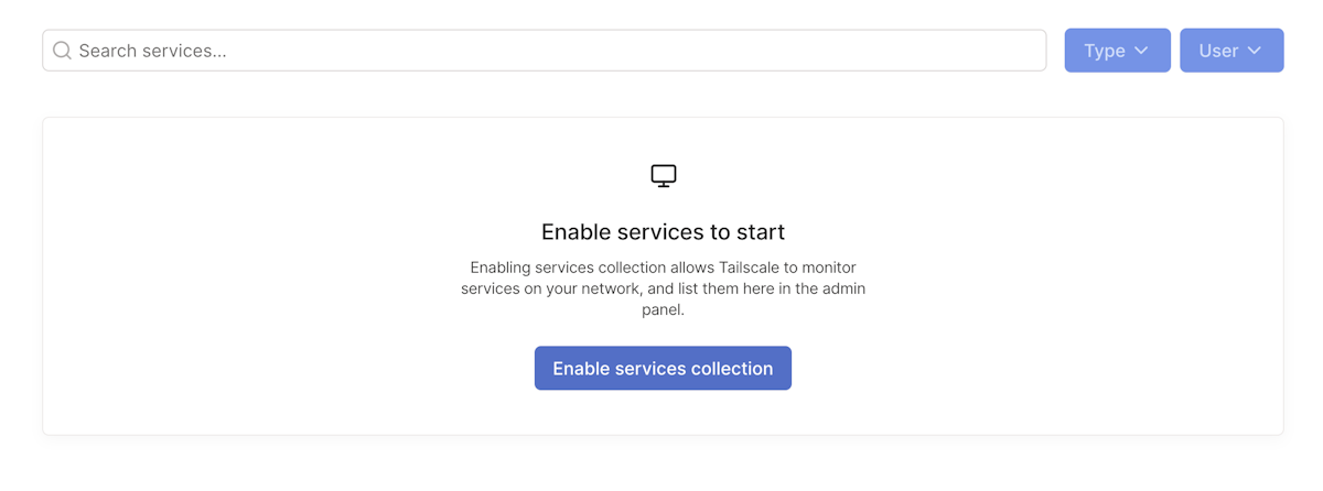 A screenshot of the button to enable services collection.