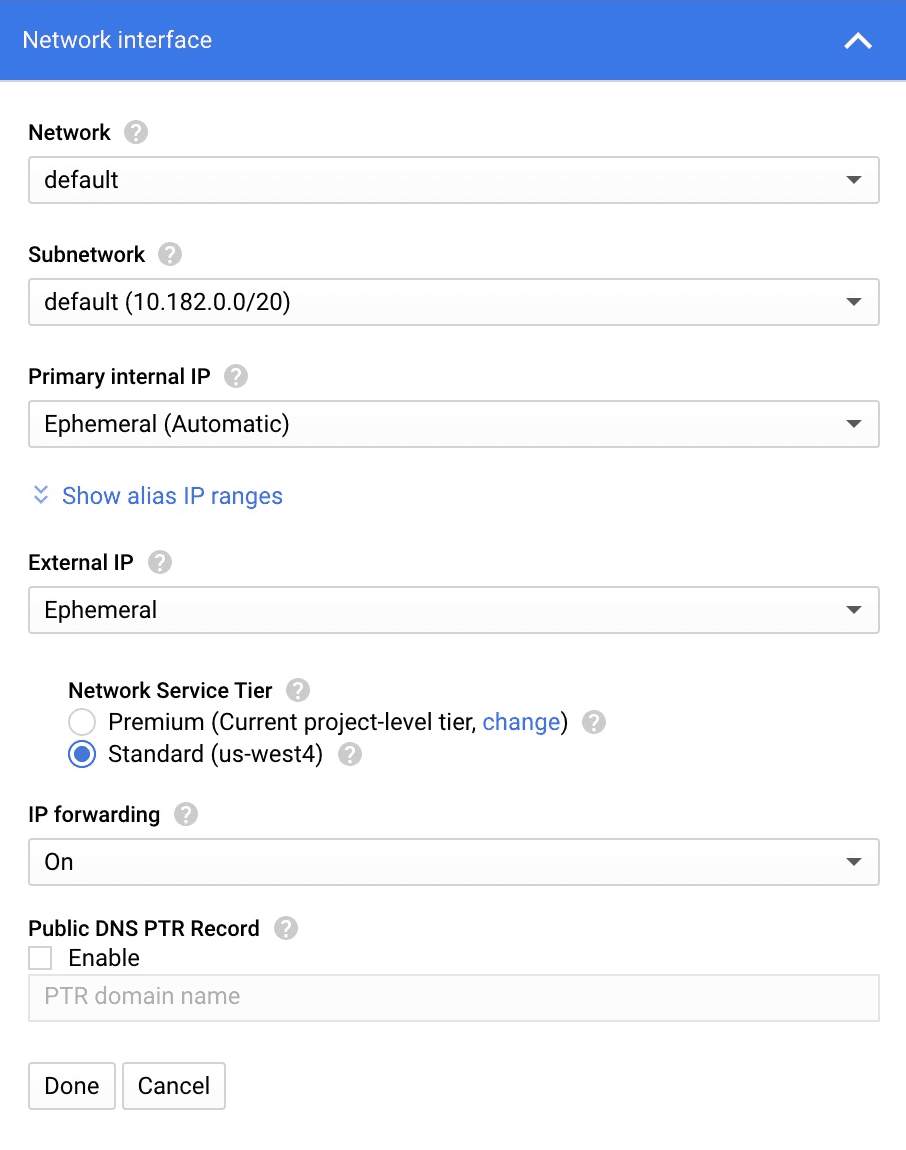 Enable IP Forwarding for the Network Interface