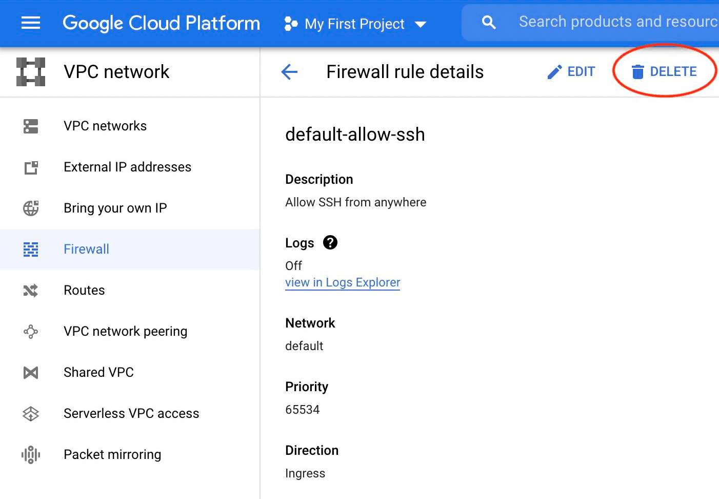 Disable public SSH port.