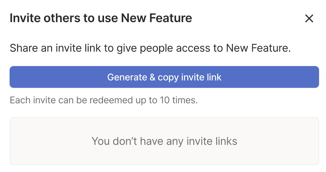 Example of generating an invite dialog.