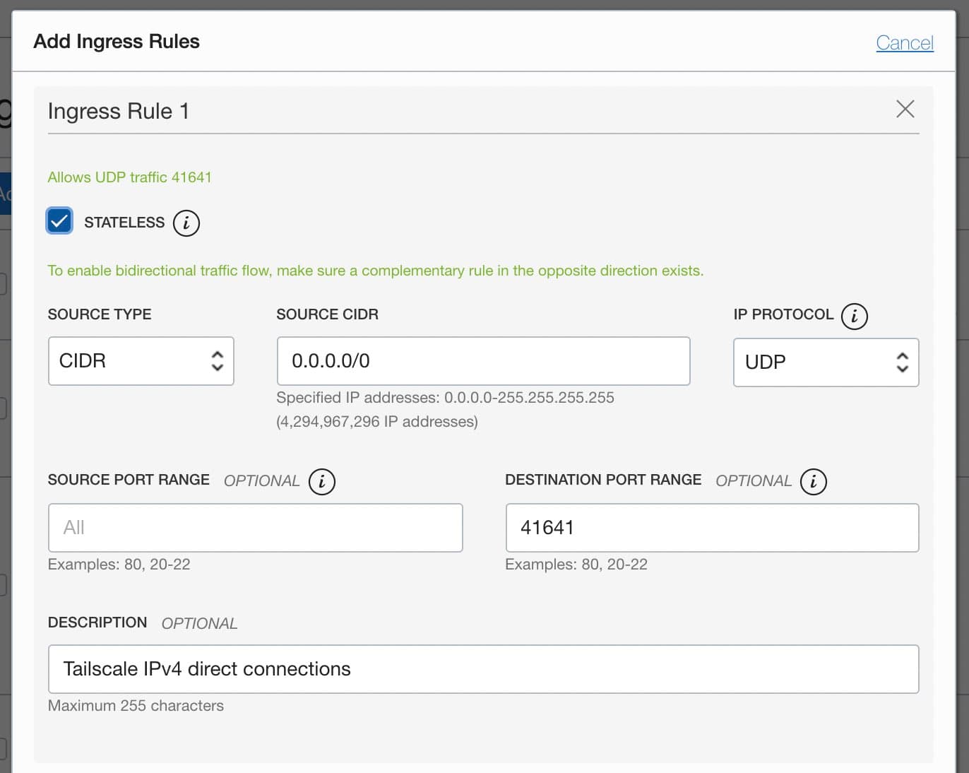 Adding an Ingress Rule