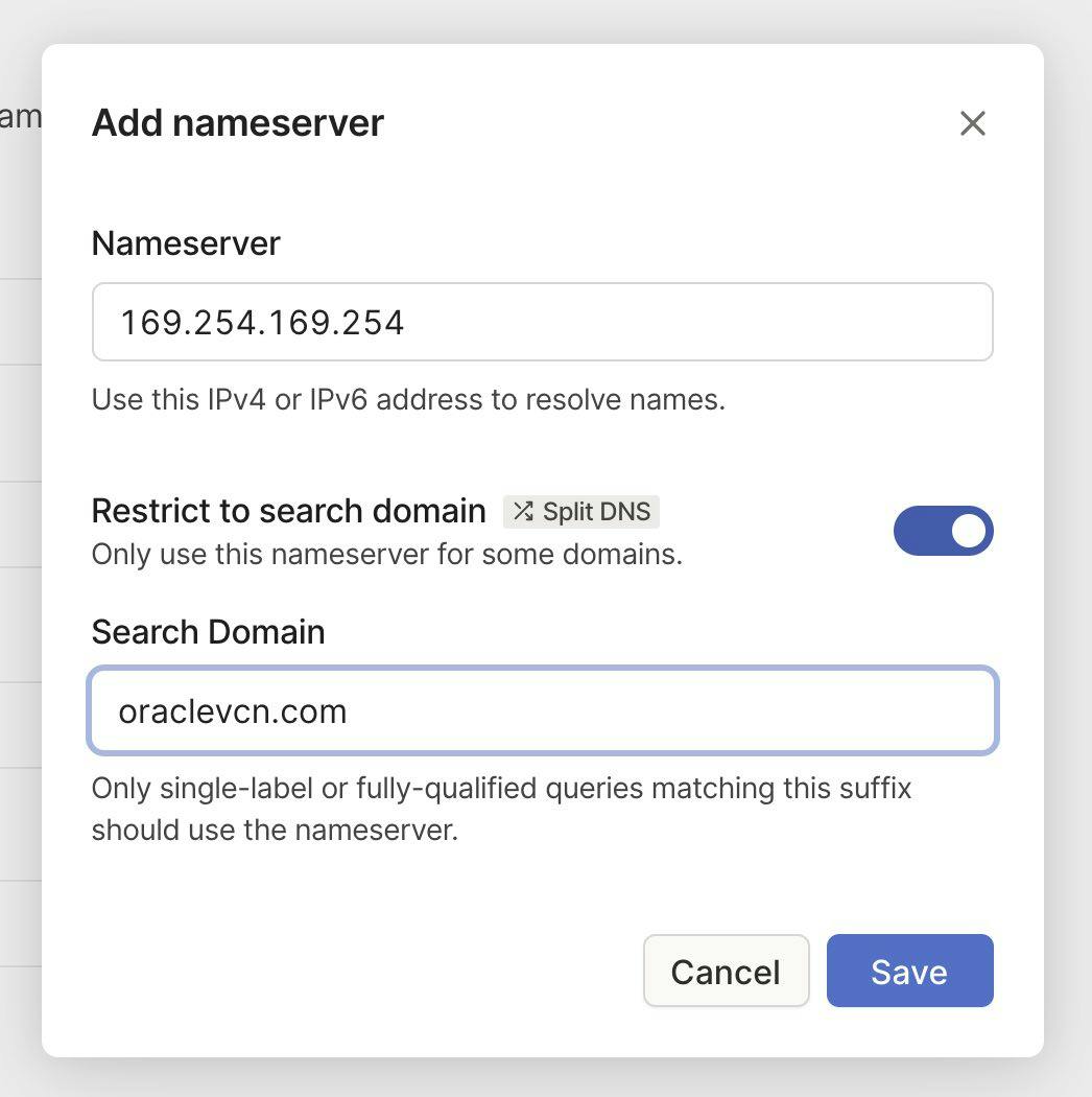 Adding a Split DNS resolver for oraclevcn.com