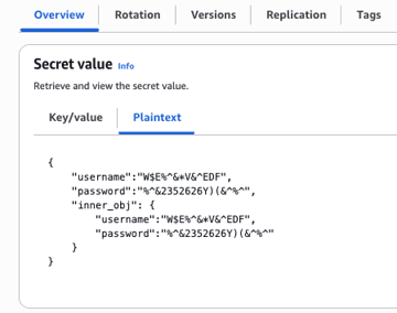 Example sockets stored in AWS Secrets Manager.