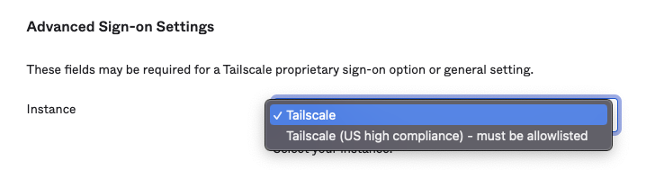 Select Tailscale instance